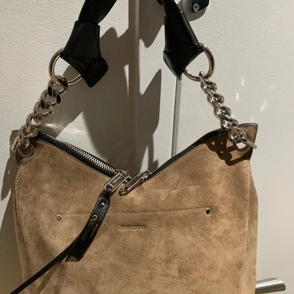 Authentic JIMMY CHOO Raven Suede Hobo Tote Shoulder Bag - Picture 2 of 8